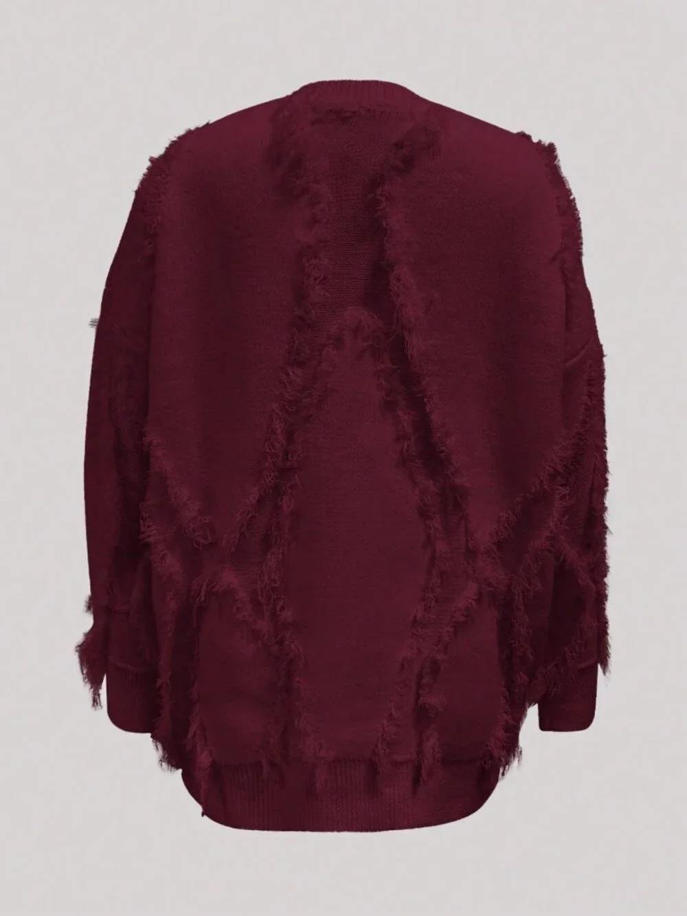 Burgundy Casual Women's Round Neck Loose Drop Shoulder Long Sleeve Pullover